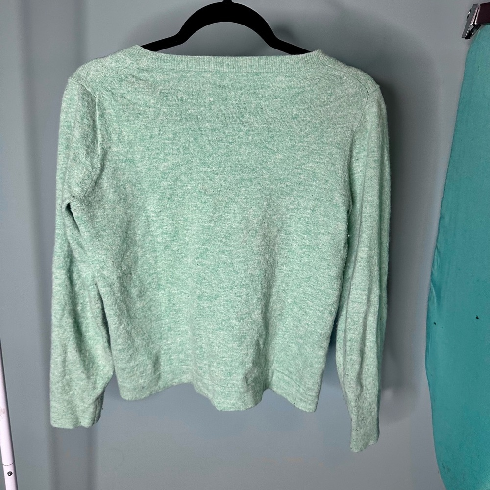 J.Crew Teddie Marled Knit Crewneck Sweater Blue White Size M Classic Coastal